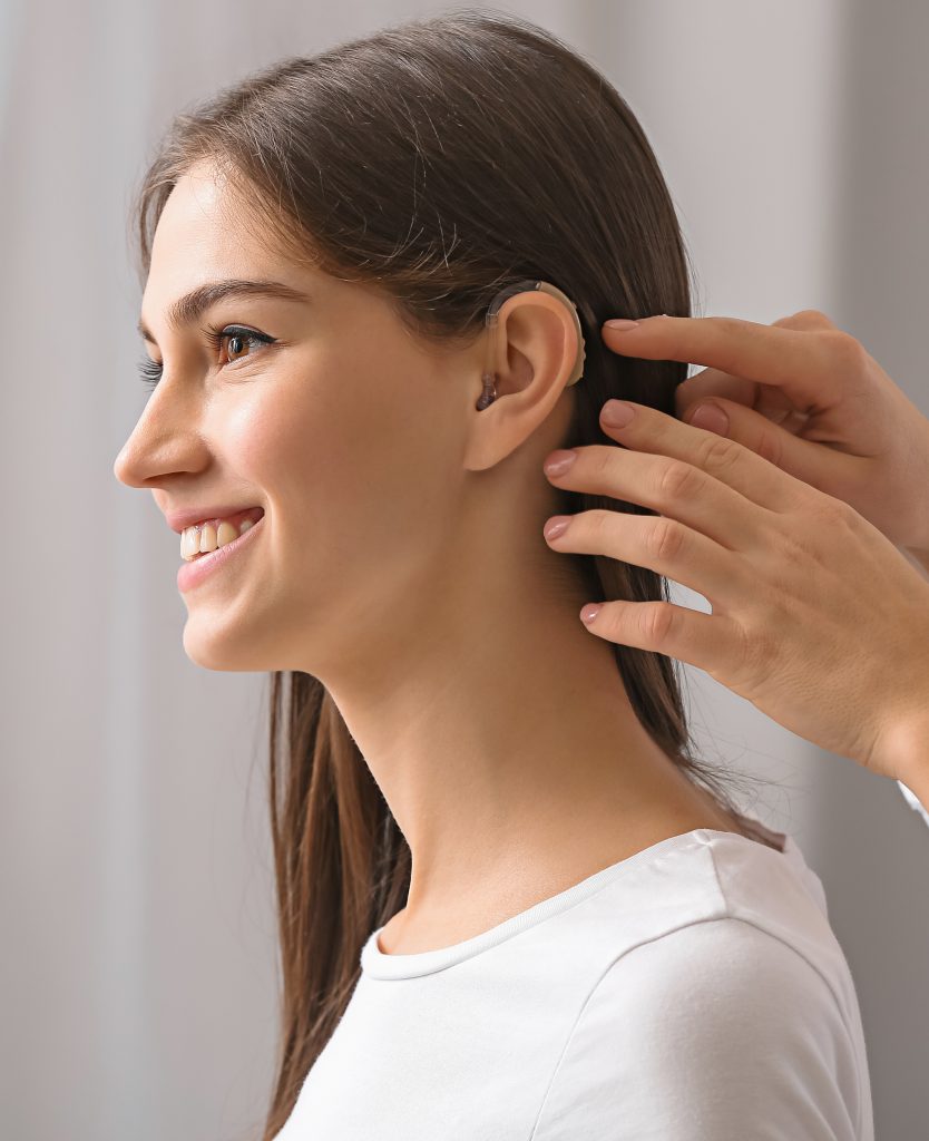 Woman with a hearing aid